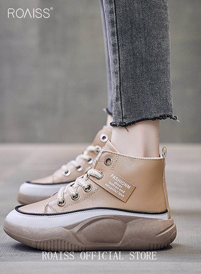New Arrival High-Top Shoes Women's New Platform Thick-Soled Comfortable Lace-Up Casual Sports Shoes