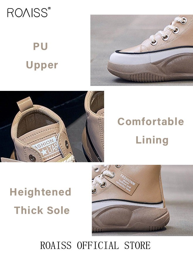 New Arrival High-Top Shoes Women's New Platform Thick-Soled Comfortable Lace-Up Casual Sports Shoes