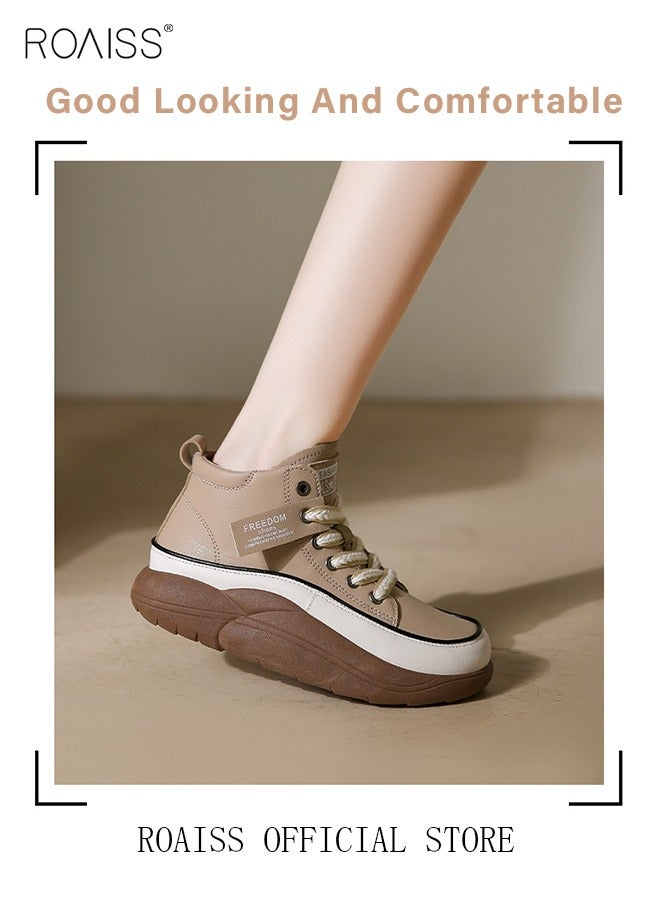 New Arrival High-Top Shoes Women's New Platform Thick-Soled Comfortable Lace-Up Casual Sports Shoes