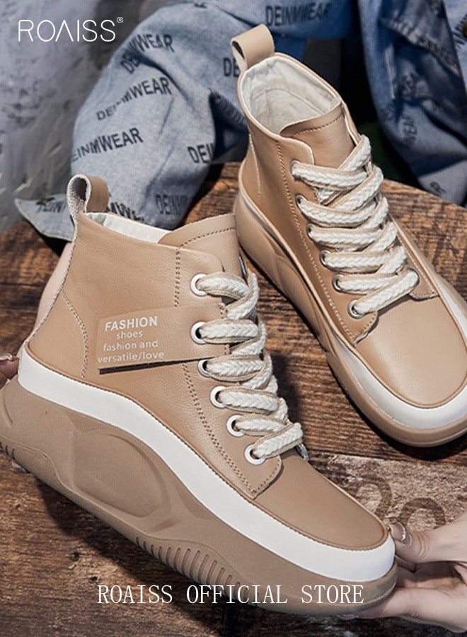 New Arrival High-Top Shoes Women's New Platform Thick-Soled Comfortable Lace-Up Casual Sports Shoes