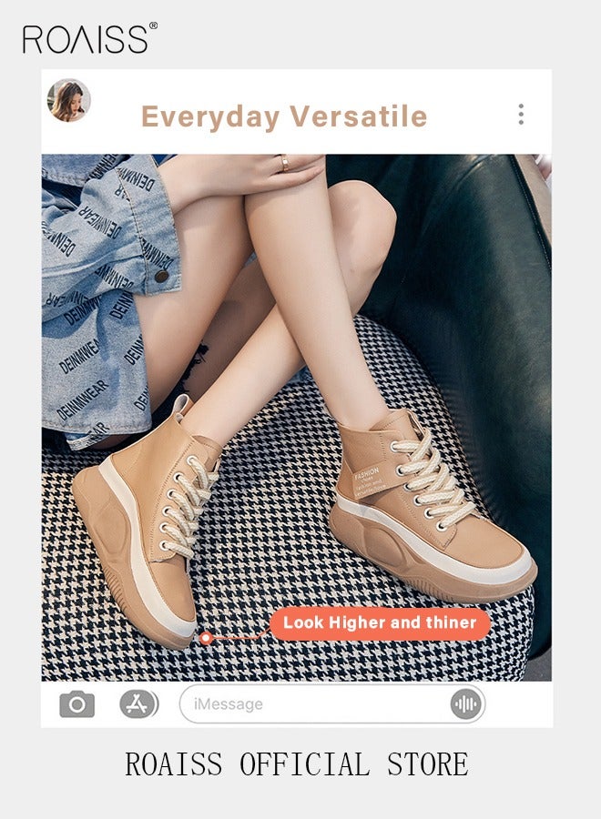 New Arrival High-Top Shoes Women's New Platform Thick-Soled Comfortable Lace-Up Casual Sports Shoes