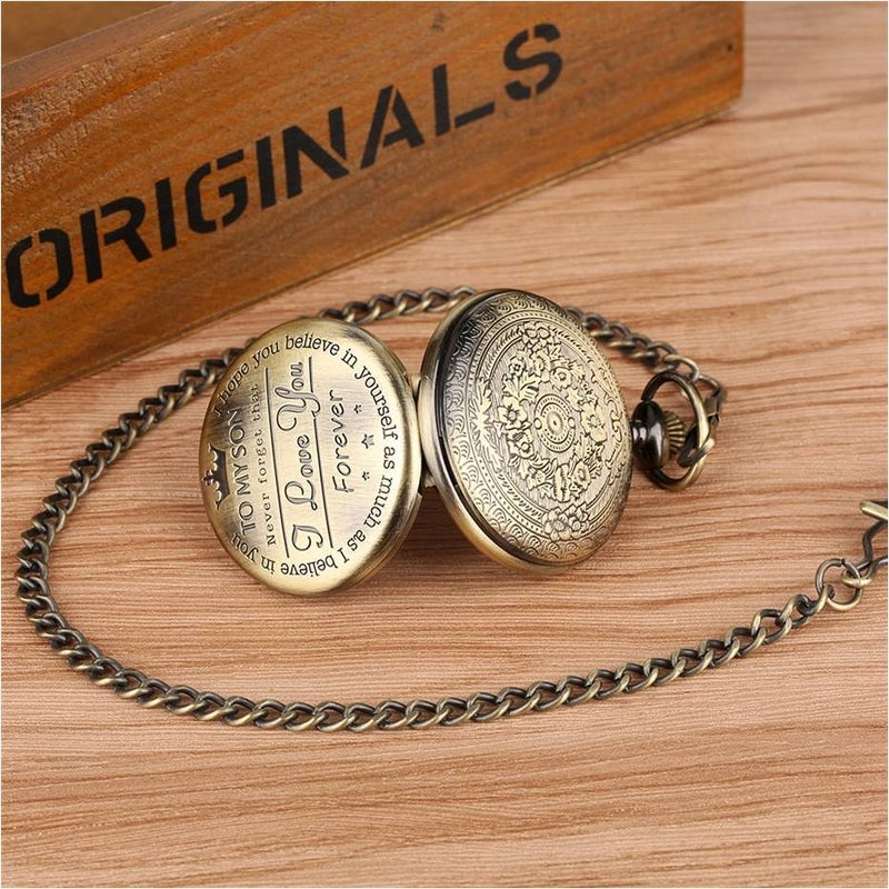 Retro Style I Love You SON Quartz Pocket Watch