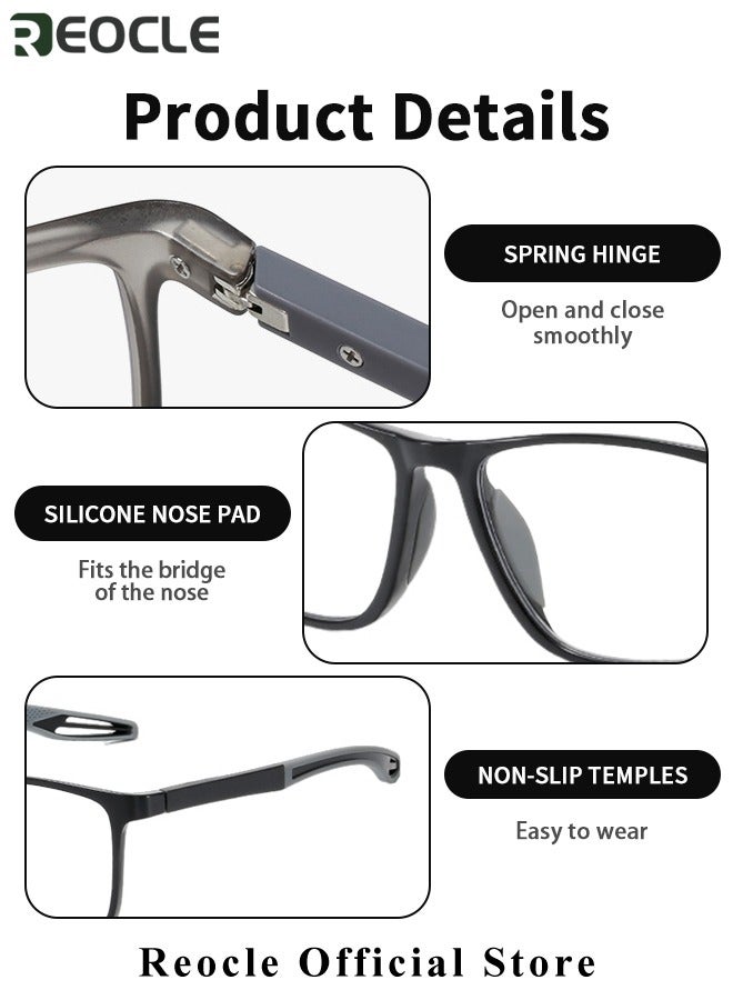 Progressive Multifocus Reading Glasses Flexible Lightweight TR90 Frame Blue Light Blocking Computer Readers for Women and Men