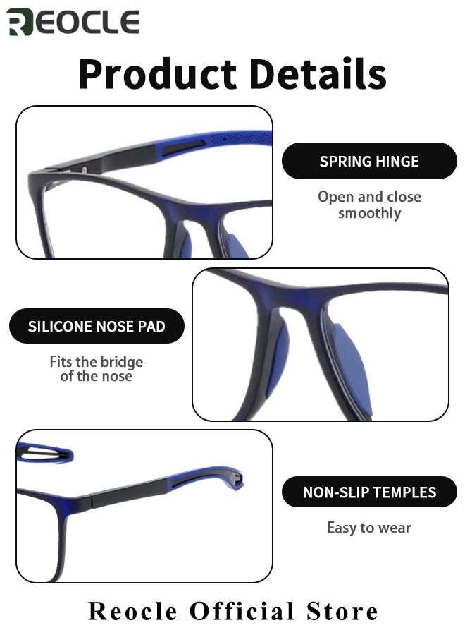 Progressive Multifocus Reading Glasses Flexible Lightweight TR90 Frame Blue Light Blocking Computer Readers for Women and Men