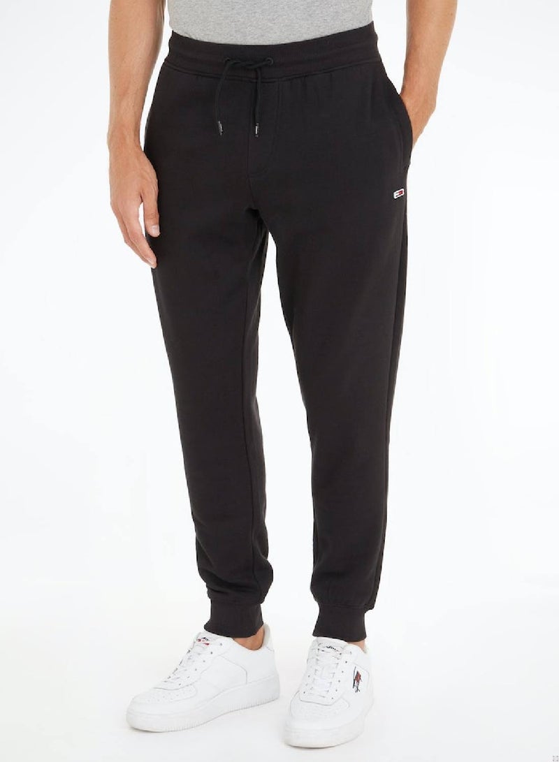 Men's Slim Fleece Jogging Joggers Sweatpants, Black