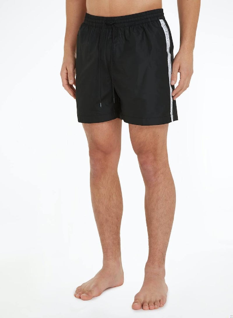 Calvin Klein Men's Swim Shorts - Medium Drawstring - Swimwear - Polyester , Black