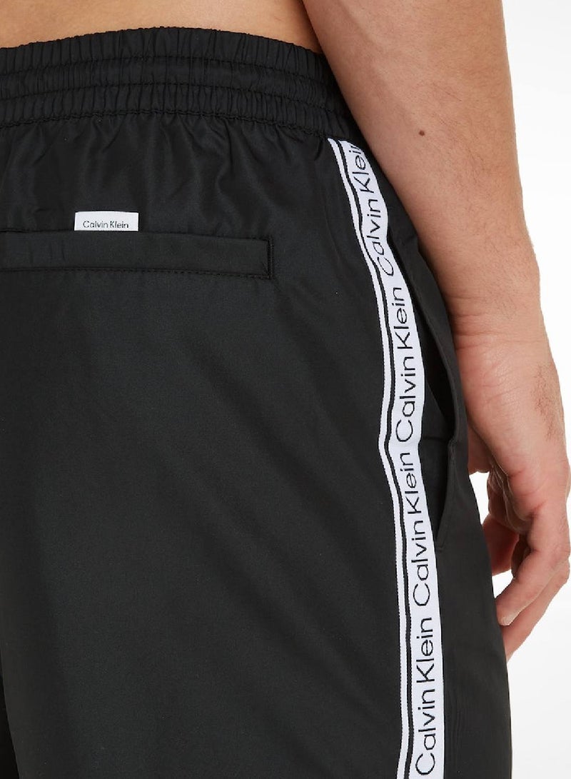 Calvin Klein Men's Swim Shorts - Medium Drawstring - Swimwear - Polyester , Black