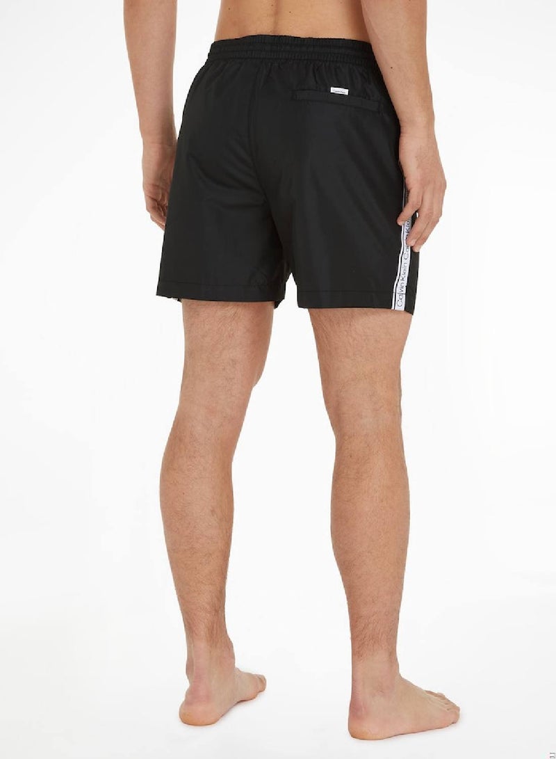 Calvin Klein Men's Swim Shorts - Medium Drawstring - Swimwear - Polyester , Black