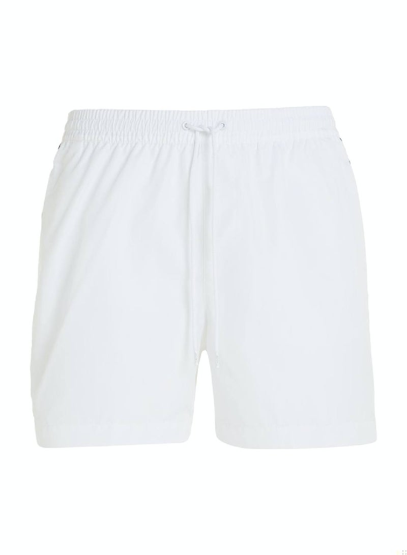 Calvin Klein Men's Swim Shorts - Medium Drawstring - Swimwear - Polyester , White