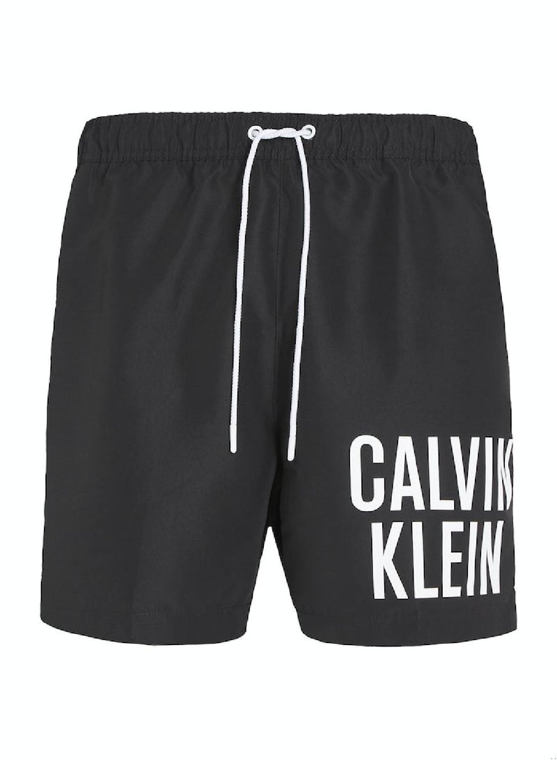 Calvin Klein Men's Swim Shorts - Medium Drawstring - Swimwear - Polyester , Black