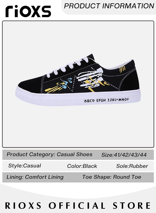 Men's Casual Canvas Low Top Sneakers, High-quality Lace Up Lightweight Breathable Shoes, Fashionable Comfortable Flat Shoes with Non-slip Sole, Sporty Outdoor Trainers, Suitable for Various Activities