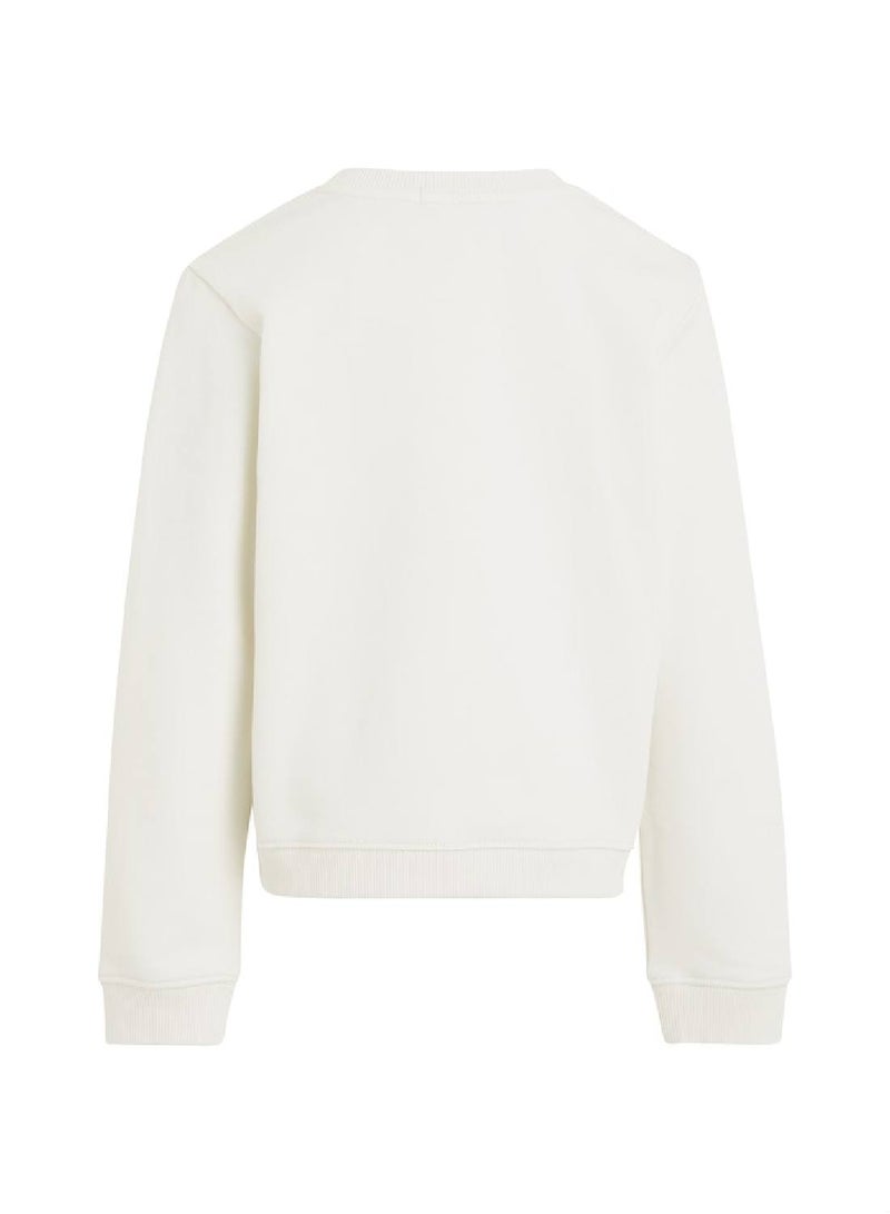 Calvin Klein Jeans Kids, Girls' Sweatshirt - Sportswear - Cotton , White