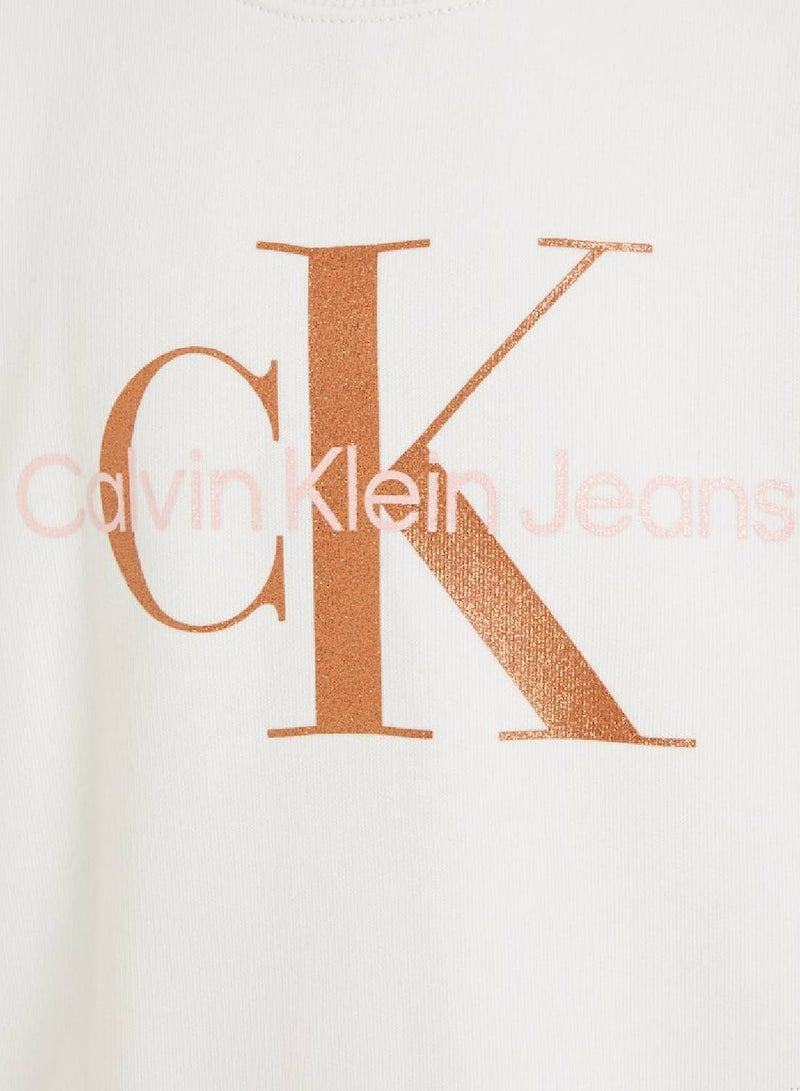 Calvin Klein Jeans Kids, Girls' Sweatshirt - Sportswear - Cotton , White