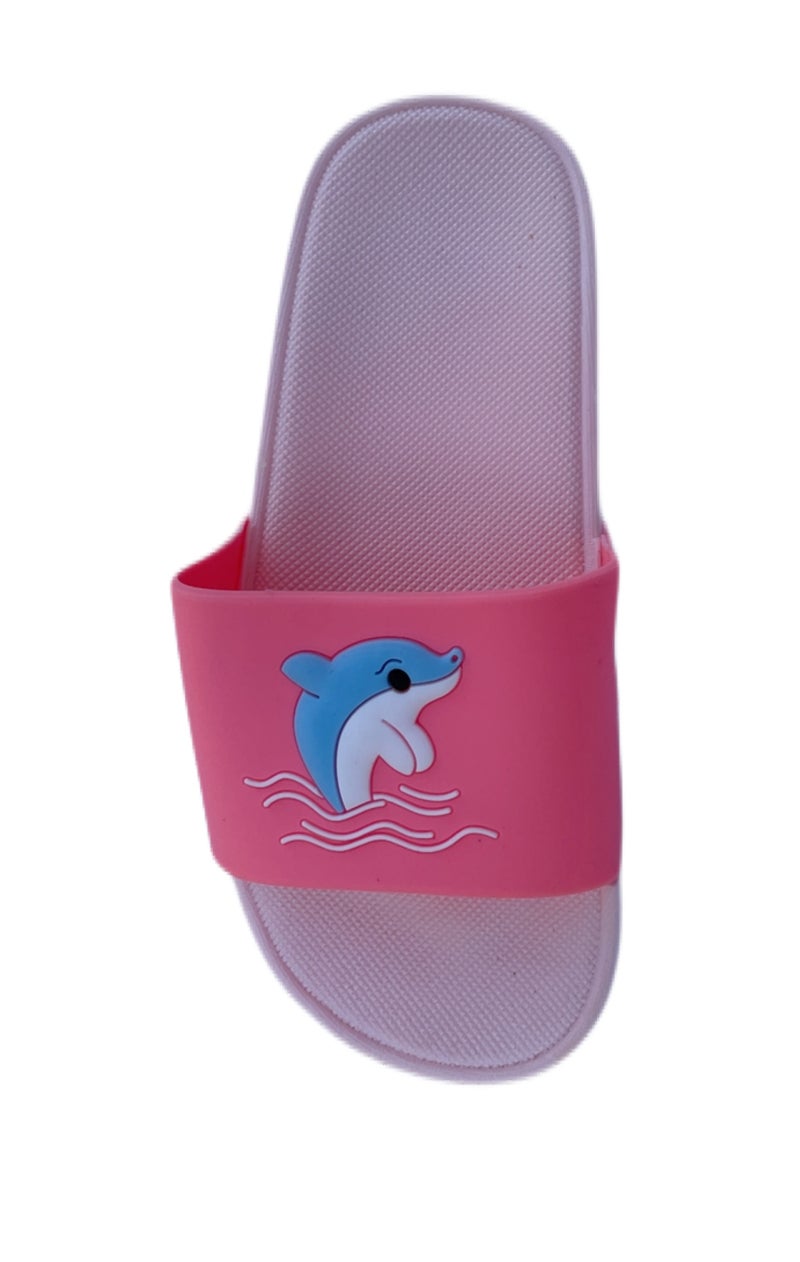 Girls Dolphin 3D Graphic Slides Pink