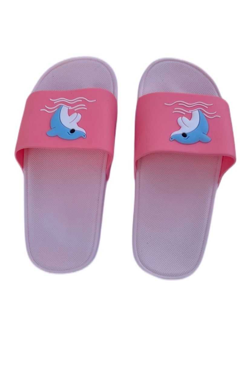 Girls Dolphin 3D Graphic Slides Pink