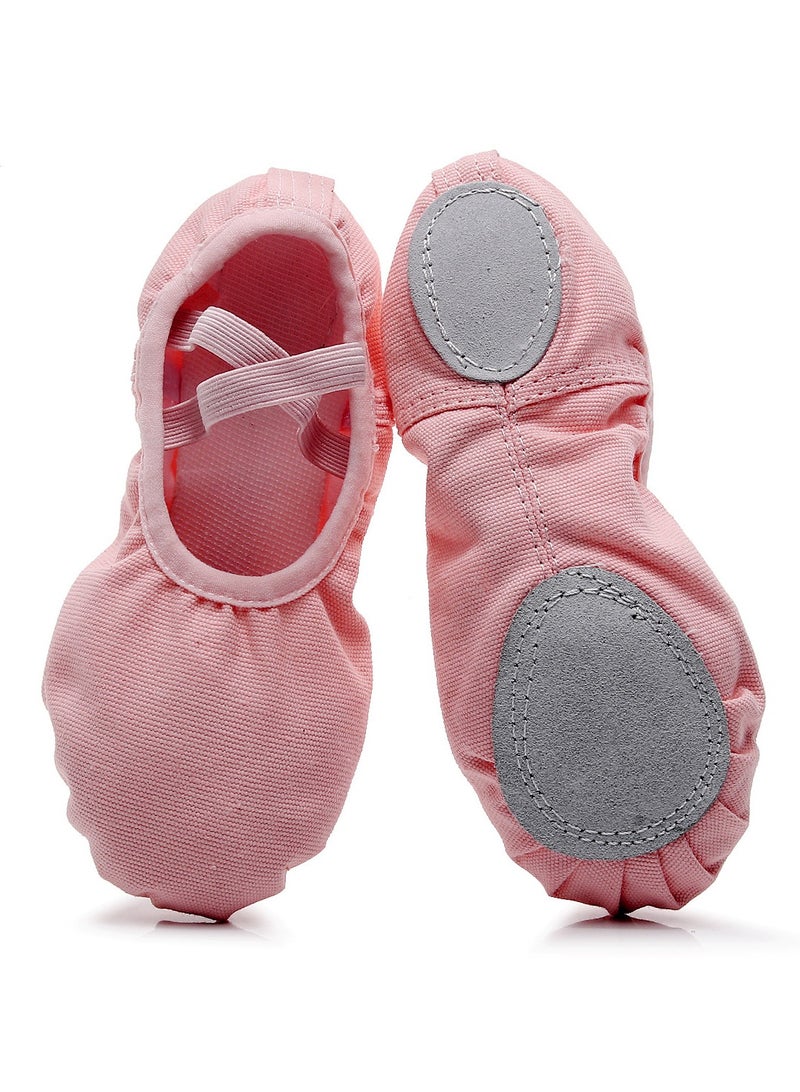 Soft Bottom Dancing Yoga Ballet Shoes Elastic Mouth Lace Free Shoes for Girls Pink Color