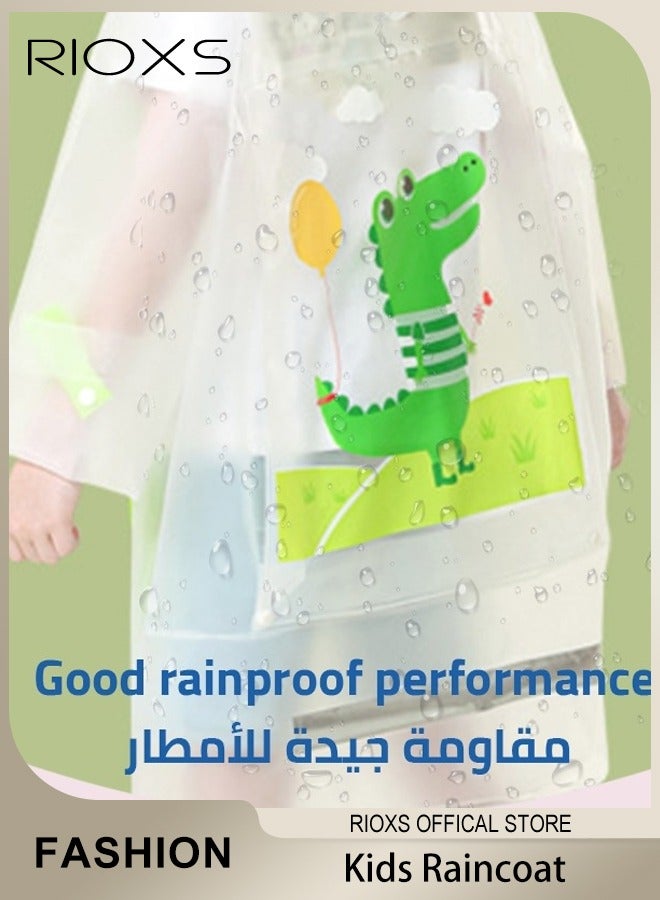 Kids Boys Girls Toddler Raincoat With School Bag Cover Long Cartoon Rainwear Rain Ponchos With Hoods Rain Jacket Cape Reusable For Outdoor Climbing Cycling Hiking Camping