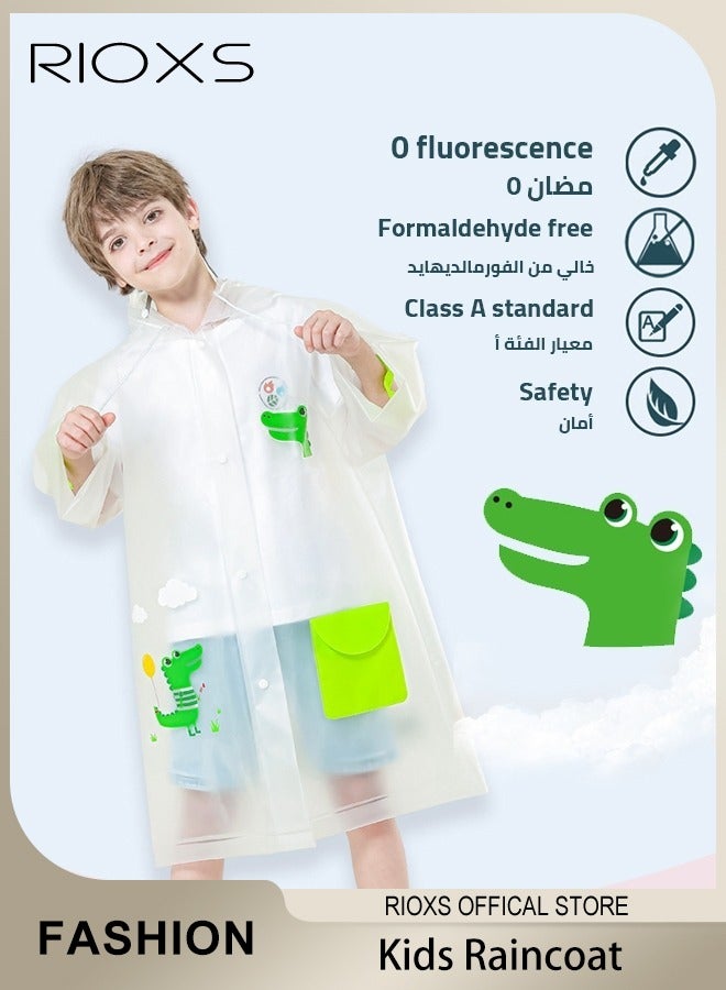 Kids Boys Girls Toddler Raincoat With School Bag Cover Long Cartoon Rainwear Rain Ponchos With Hoods Rain Jacket Cape Reusable For Outdoor Climbing Cycling Hiking Camping