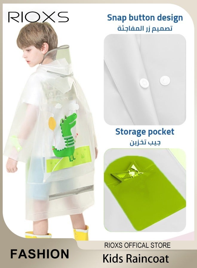 Kids Boys Girls Toddler Raincoat With School Bag Cover Long Cartoon Rainwear Rain Ponchos With Hoods Rain Jacket Cape Reusable For Outdoor Climbing Cycling Hiking Camping