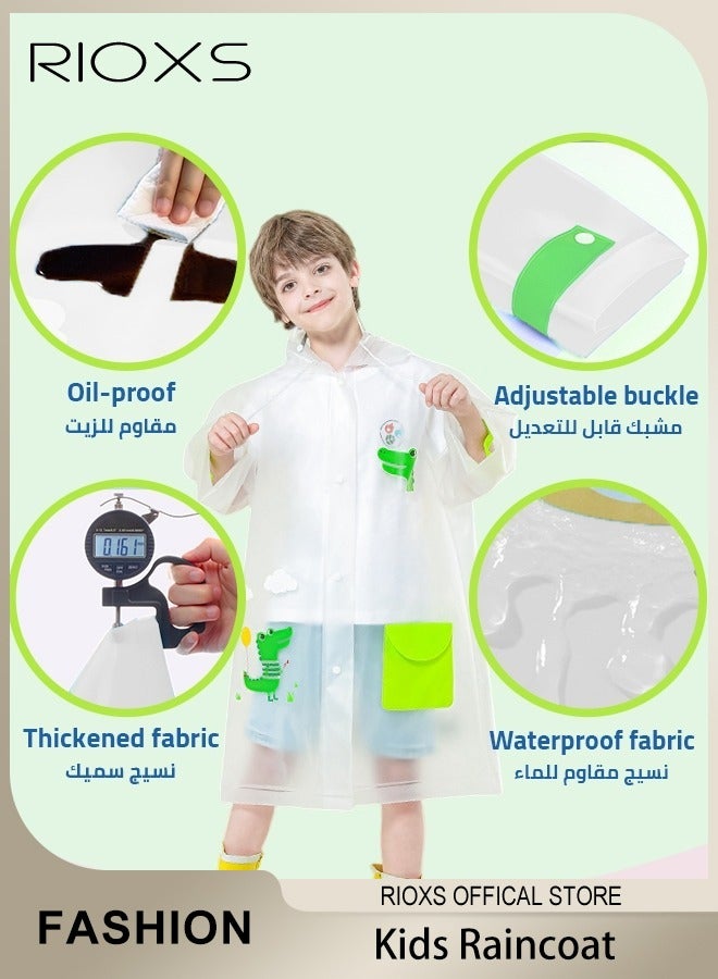 Kids Boys Girls Toddler Raincoat With School Bag Cover Long Cartoon Rainwear Rain Ponchos With Hoods Rain Jacket Cape Reusable For Outdoor Climbing Cycling Hiking Camping