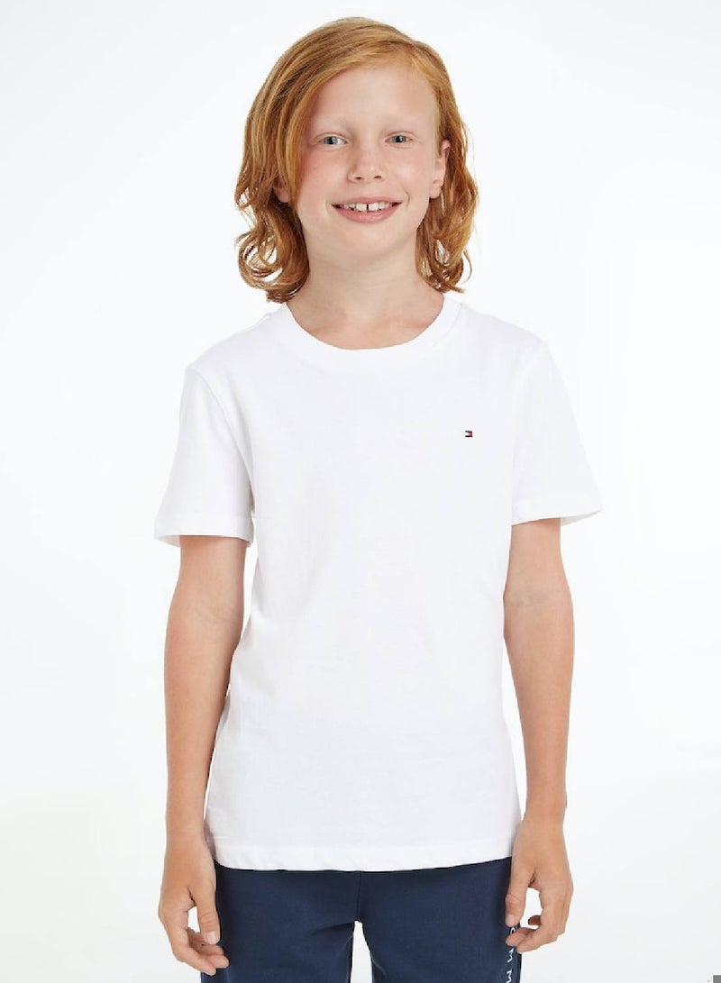 Boys' Essential Organic Cotton T-Shirt, White