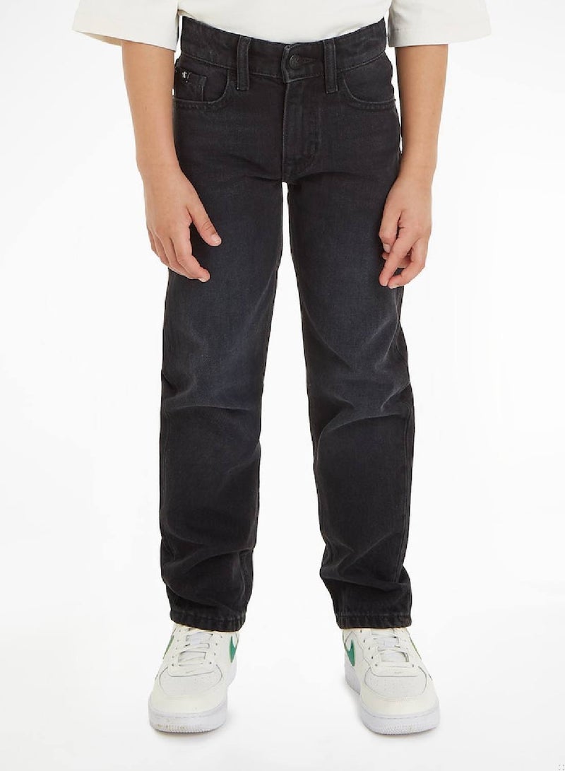 Calvin Klein Jeans Kids, Boys' Jeans - Straight Leg  - Casual Bottoms - Cotton , Black