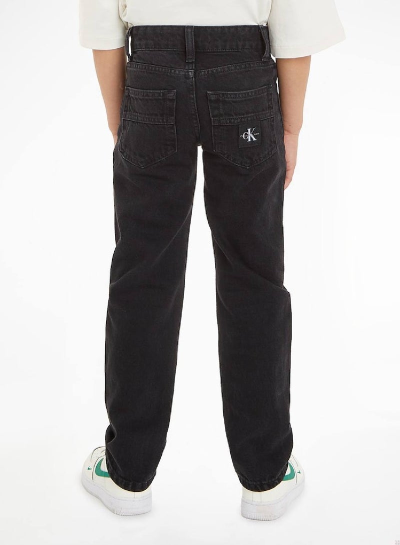 Calvin Klein Jeans Kids, Boys' Jeans - Straight Leg  - Casual Bottoms - Cotton , Black