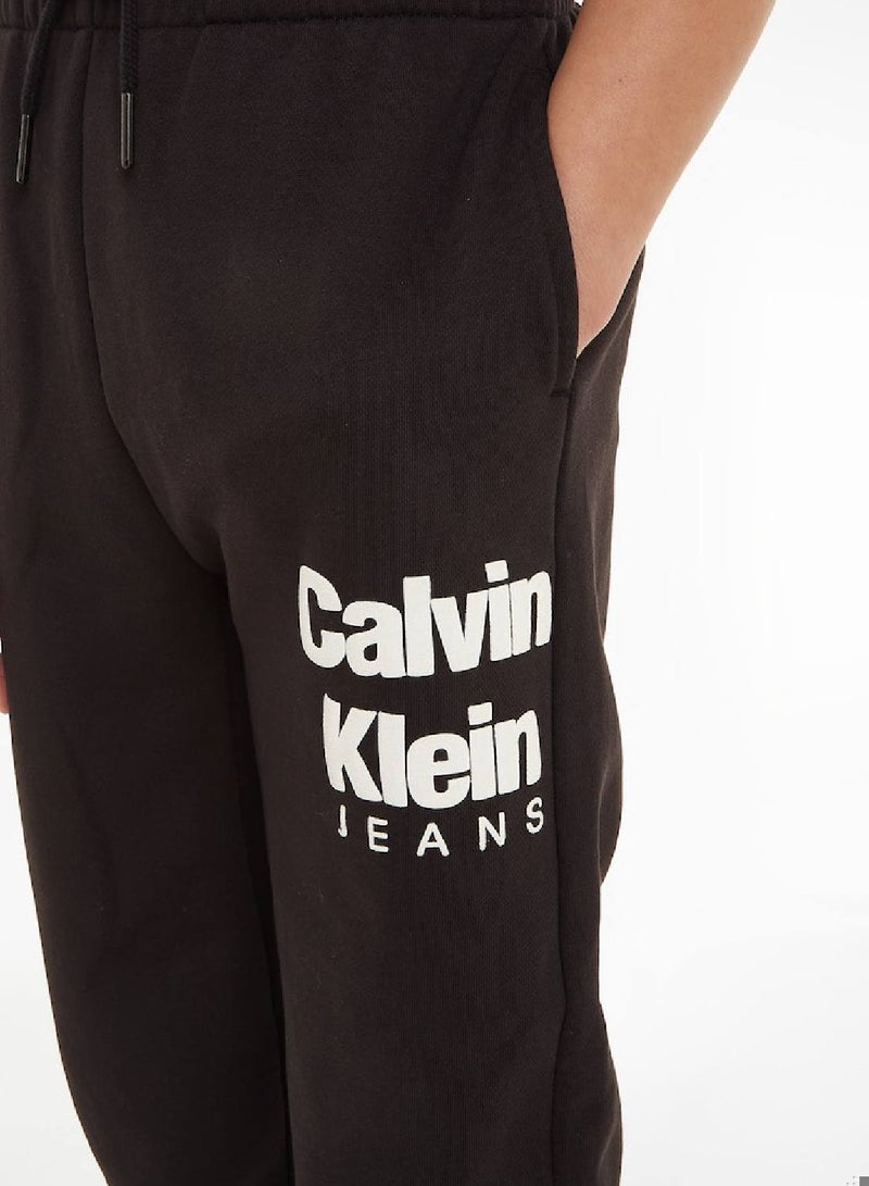 Calvin Klein Jeans Kids, Boys' Joggers - Casual - Sportswear - Cotton , Black