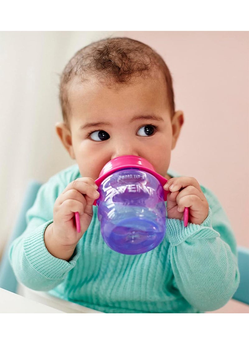 Classic Baby Training Soft Silicone Sippy Cup 6M+, 200 Ml - Purple And Pink