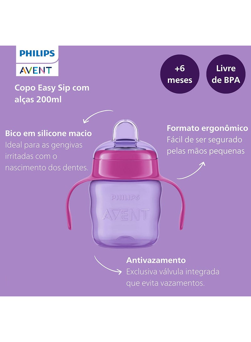 Classic Baby Training Soft Silicone Sippy Cup 6M+, 200 Ml - Purple And Pink