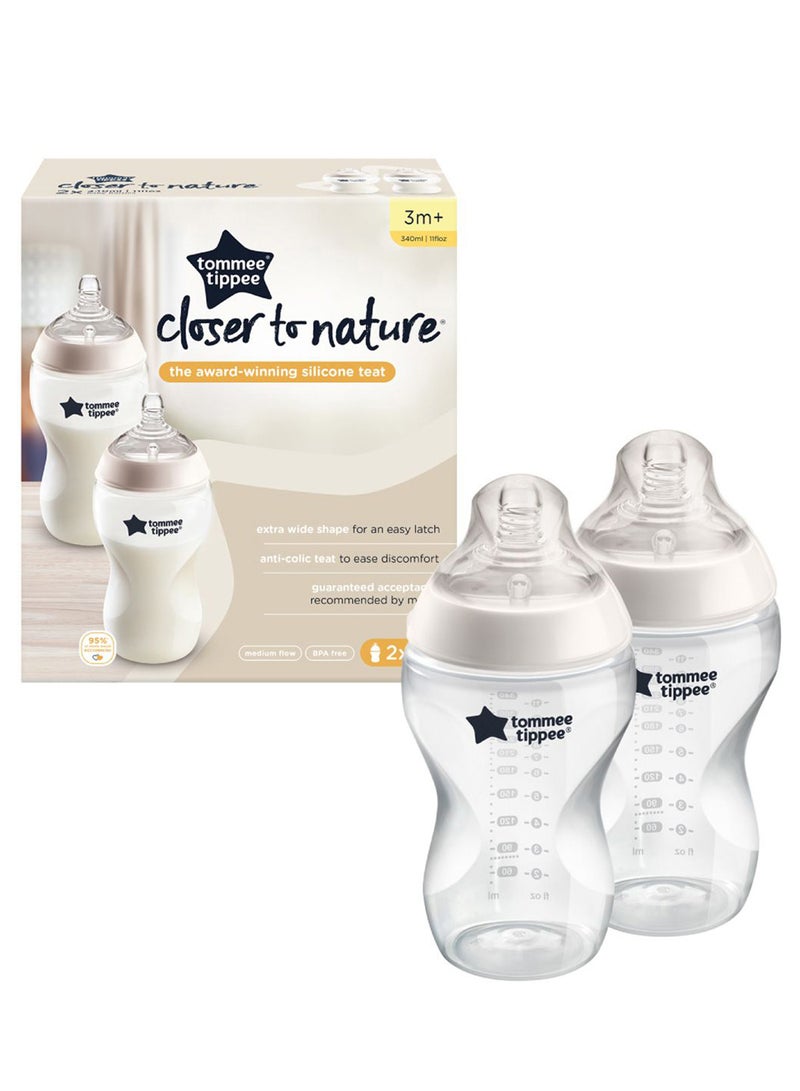 Pack Of 2 Baby Closer To Nature Feeding Bottle 340 ML - White