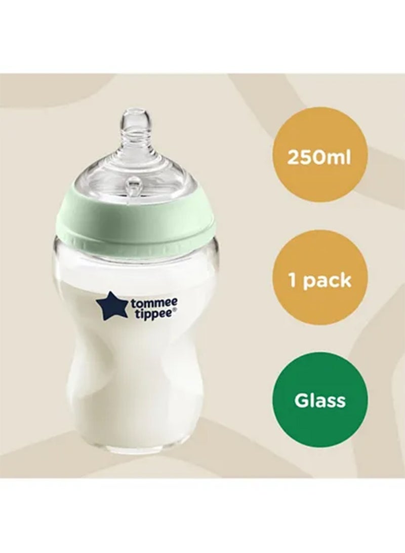 Pack Of 1 Closer To Nature Glass Baby Bottle Slow Flow Breast-Like Teat With Anti-Colic Valve 250ml/9oz 0M+ Assorted