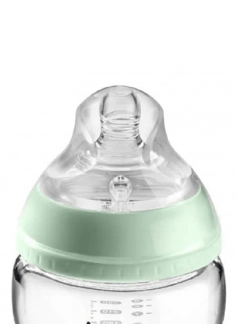 Pack Of 1 Closer To Nature Glass Baby Bottle Slow Flow Breast-Like Teat With Anti-Colic Valve 250ml/9oz 0M+ Assorted