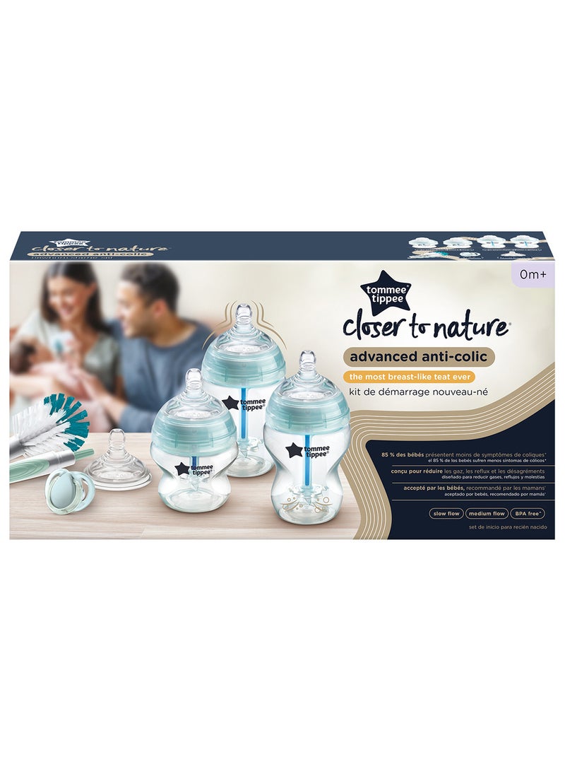 Advanced Anti Colic Newborn Baby Bottle Starter Kit With Breast - Like Teats And Unique Venting System - Assorted