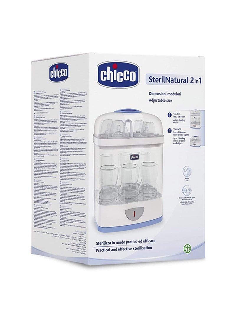 2-In-1 Sterilnatural Steam Sterilizer 24-hour Protection With Adjustable Size Bpa Free - Clear/White