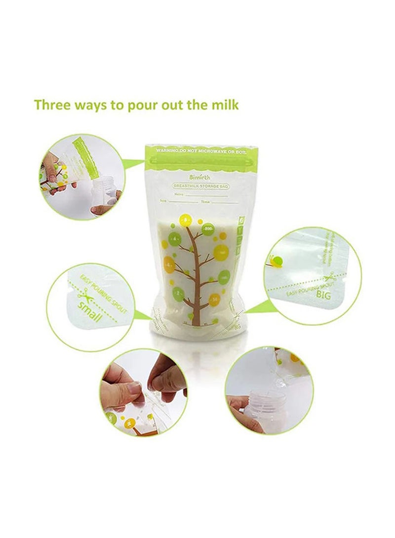 Pack Of 112 Baby Breast Milk Storage Bags With Double Zipper And Self-standing Bottom Design, 250 ML