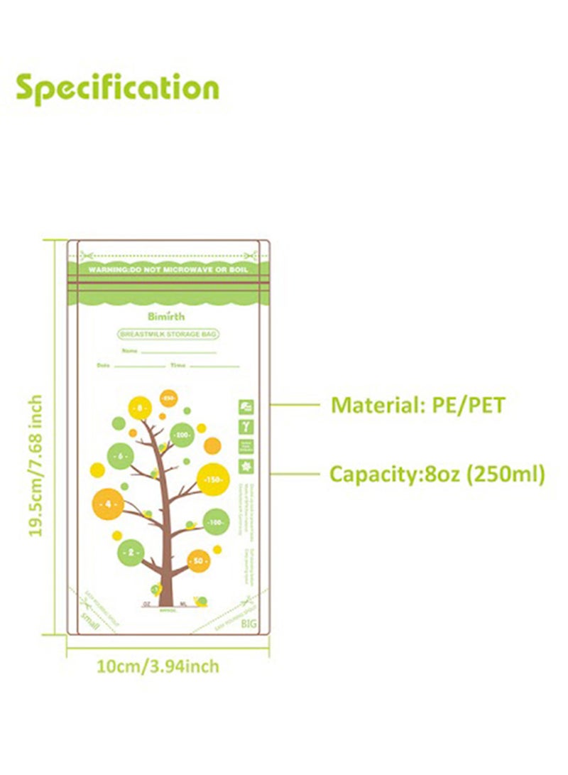 Pack Of 112 Baby Breast Milk Storage Bags With Double Zipper And Self-standing Bottom Design, 250 ML