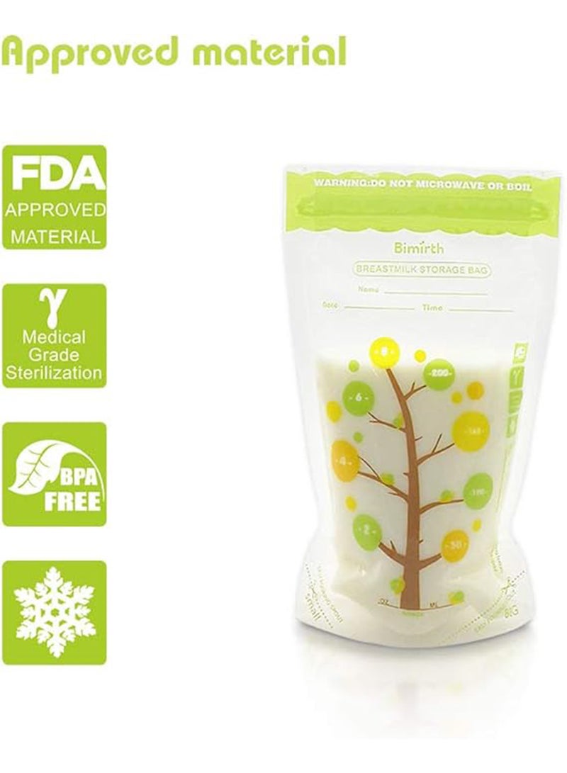 Pack Of 112 Baby Breast Milk Storage Bags With Double Zipper And Self-standing Bottom Design, 250 ML