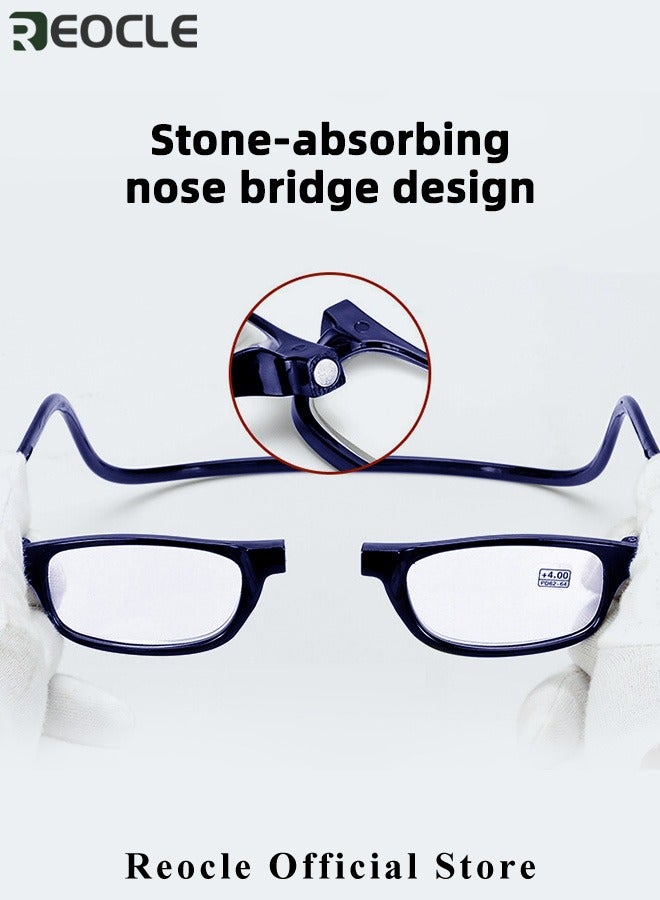 Magnetic Reading Glasses Computer Readers with Replaceable Lens & Adjustable Temples Hanging Neck Presbyopic Glasses for Men Women
