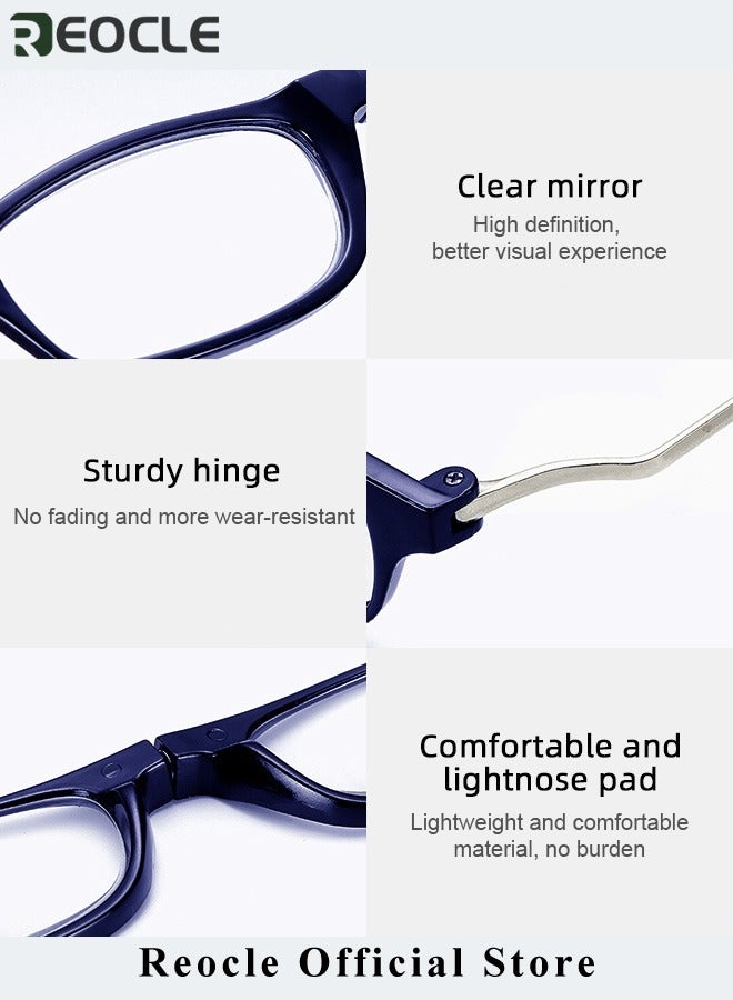 Magnetic Reading Glasses Computer Readers with Replaceable Lens & Adjustable Temples Hanging Neck Presbyopic Glasses for Men Women
