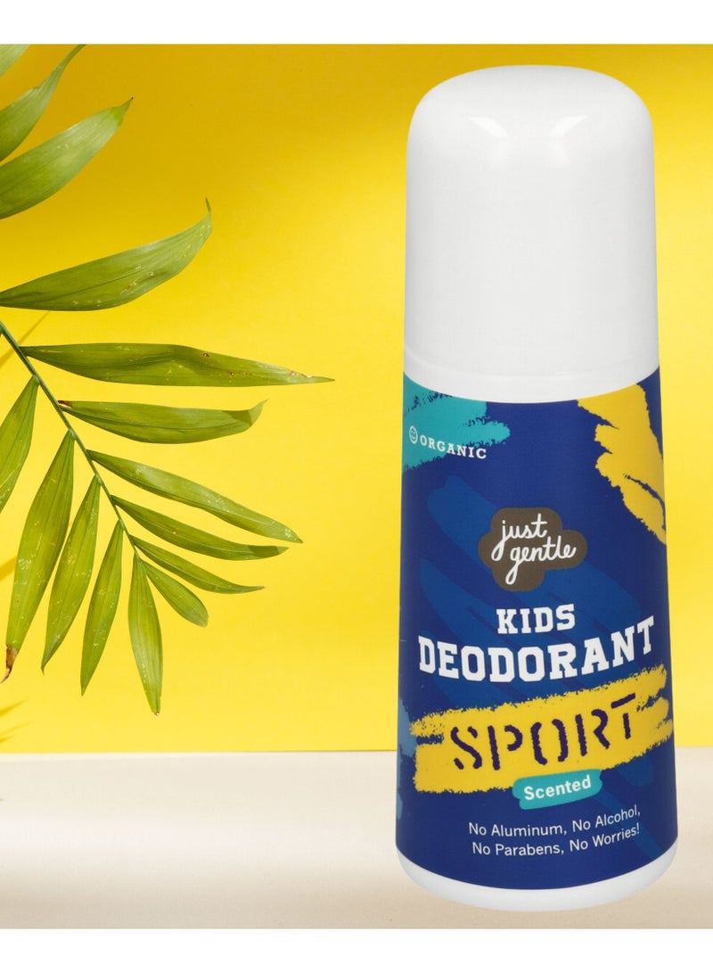 Just Gentle Organic Kids Deodorant Sport Edition Natural, Safe, and Effective Odor Protection, Aluminum-Free, Gentle on Sensitive Skin, 60ml