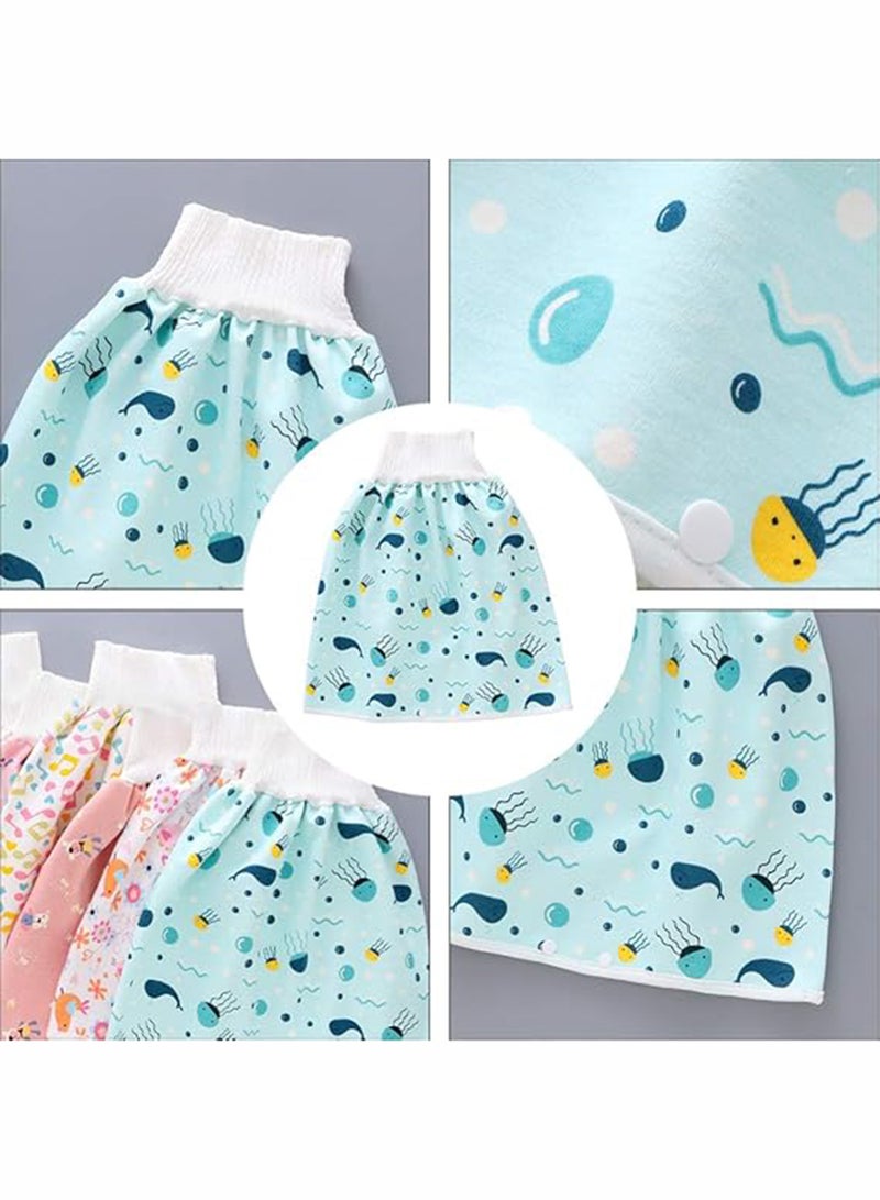 Toddler Training Waterproof Diaper Skirt For Baby Girls, 2-Piece - Multicolour