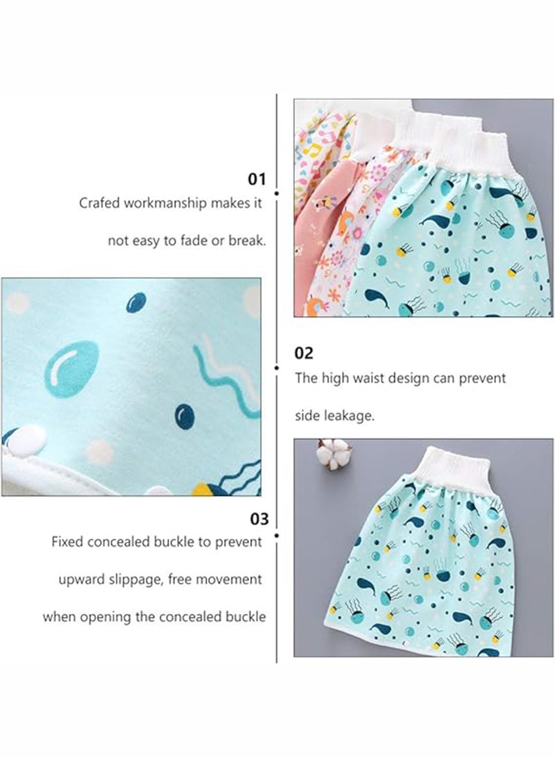 Toddler Training Waterproof Diaper Skirt For Baby Girls, 2-Piece - Multicolour