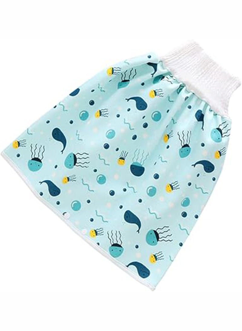 Toddler Training Waterproof Diaper Skirt For Baby Girls, 2-Piece - Multicolour