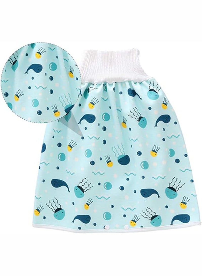 Toddler Training Waterproof Diaper Skirt For Baby Girls, 2-Piece - Multicolour