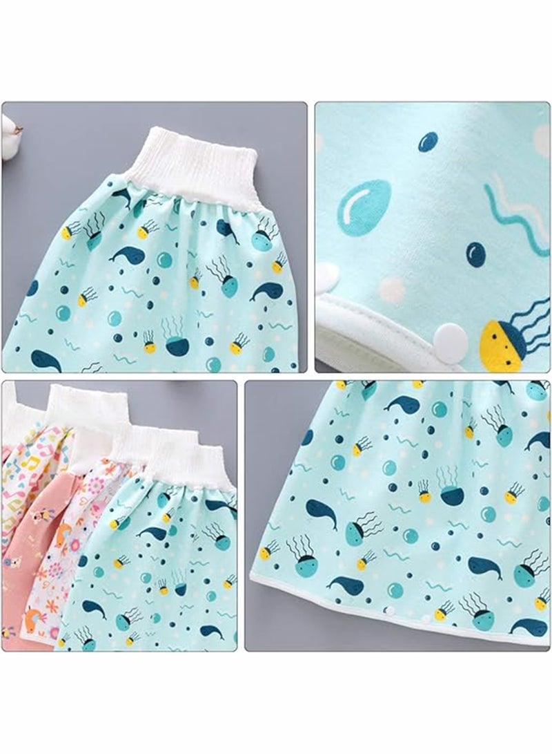 Toddler Training Waterproof Diaper Skirt For Baby Girls, 2-Piece - Multicolour