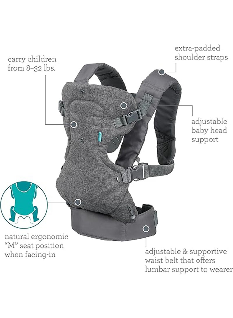 4-In-1 Flip Advanced Convertible Baby Carrier, Grey, 8 Kg To 36 Kg