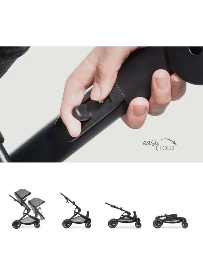 Atlantic Double Pushchair, Greybaby And Toddler Tandem, Reversible Seat, Compact And Foldable, With Raincover