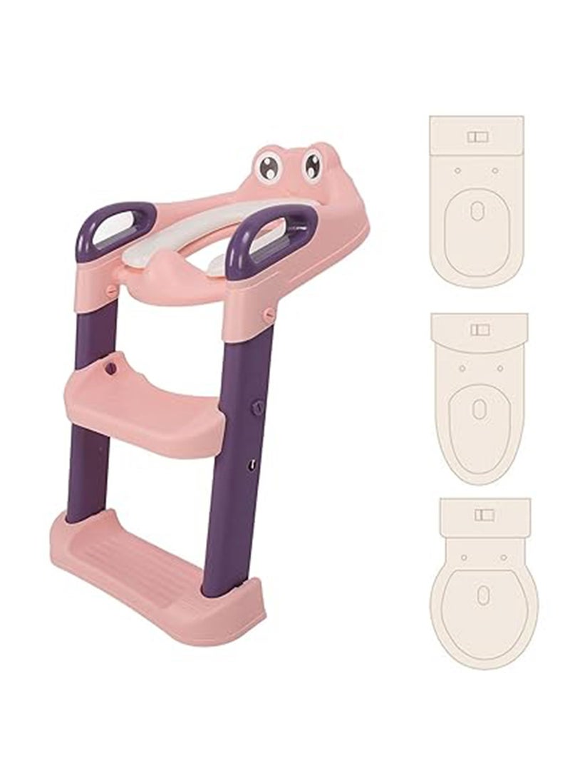 Foldable Toilet Training Seat With Adjustable Step Stool Ladder