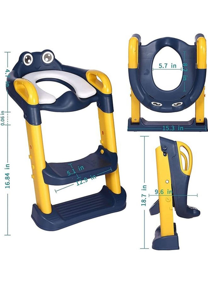 Foldable Toilet Training Seat With Adjustable Step Stool Ladder